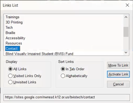 Links list screenshot with many items listed